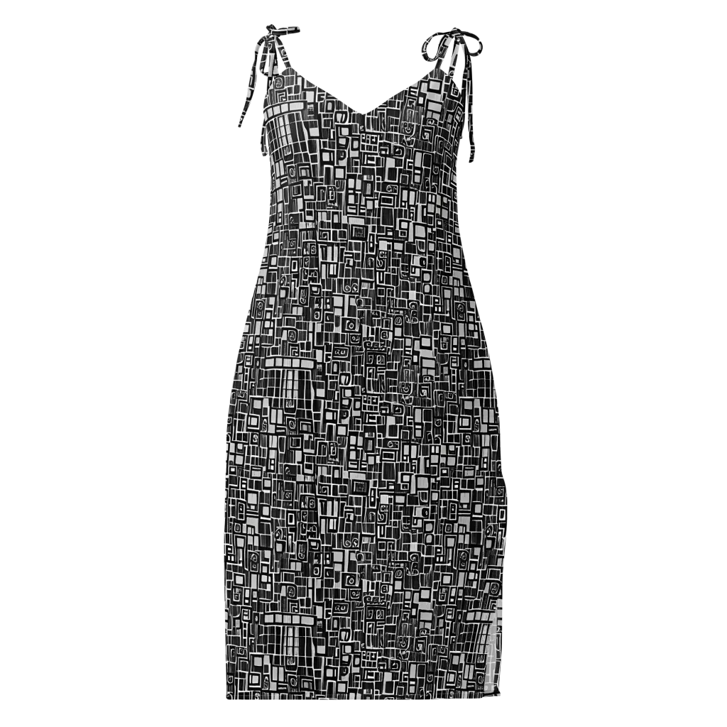 Monochrome Maze on Slip Dress — Front