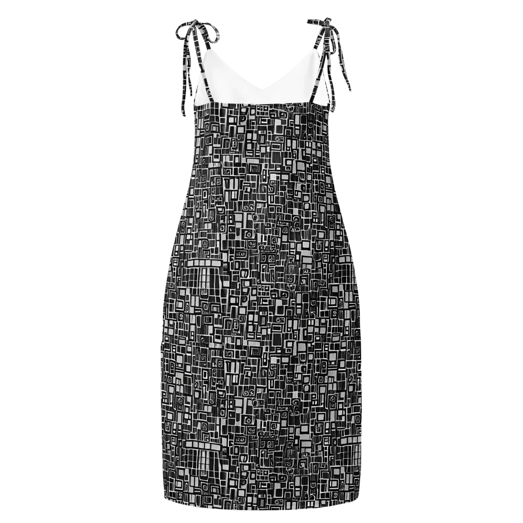 Monochrome Maze on Slip Dress — Back