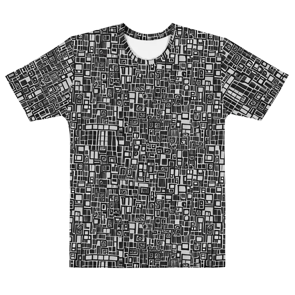 Monochrome Maze on Men's Cotton Crew Neck T-Shirt — Front