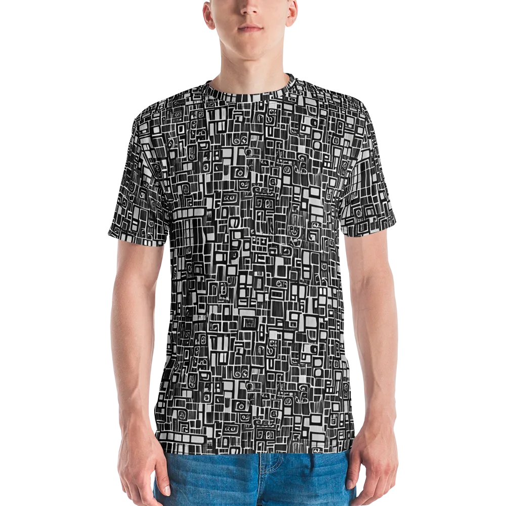 Monochrome Maze on Men's Crew Neck T-Shirt — Front