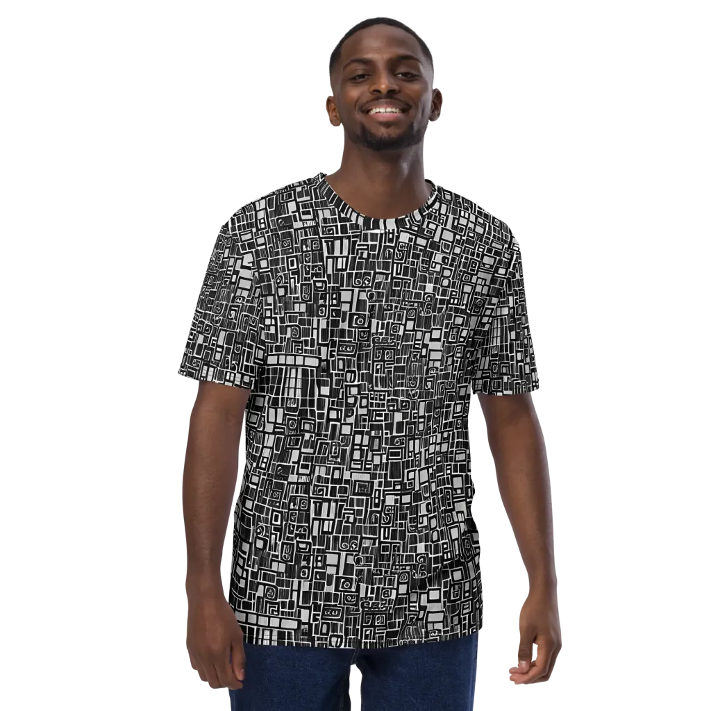 Monochrome Maze on Men's Crew Neck T-Shirt — Front