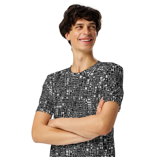 Monochrome Maze on a Men's Crew Neck T-Shirt