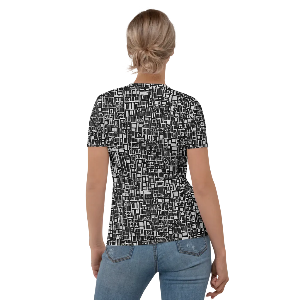 Monochrome Maze on Women's Crew Neck T-Shirt — Back