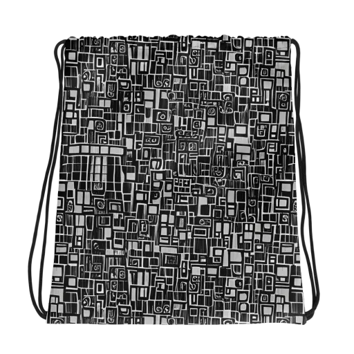 Monochrome Maze on a Drawstring Bag