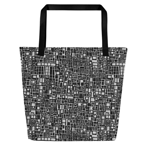 Monochrome Maze on a Large Tote Bag W/ Pocket