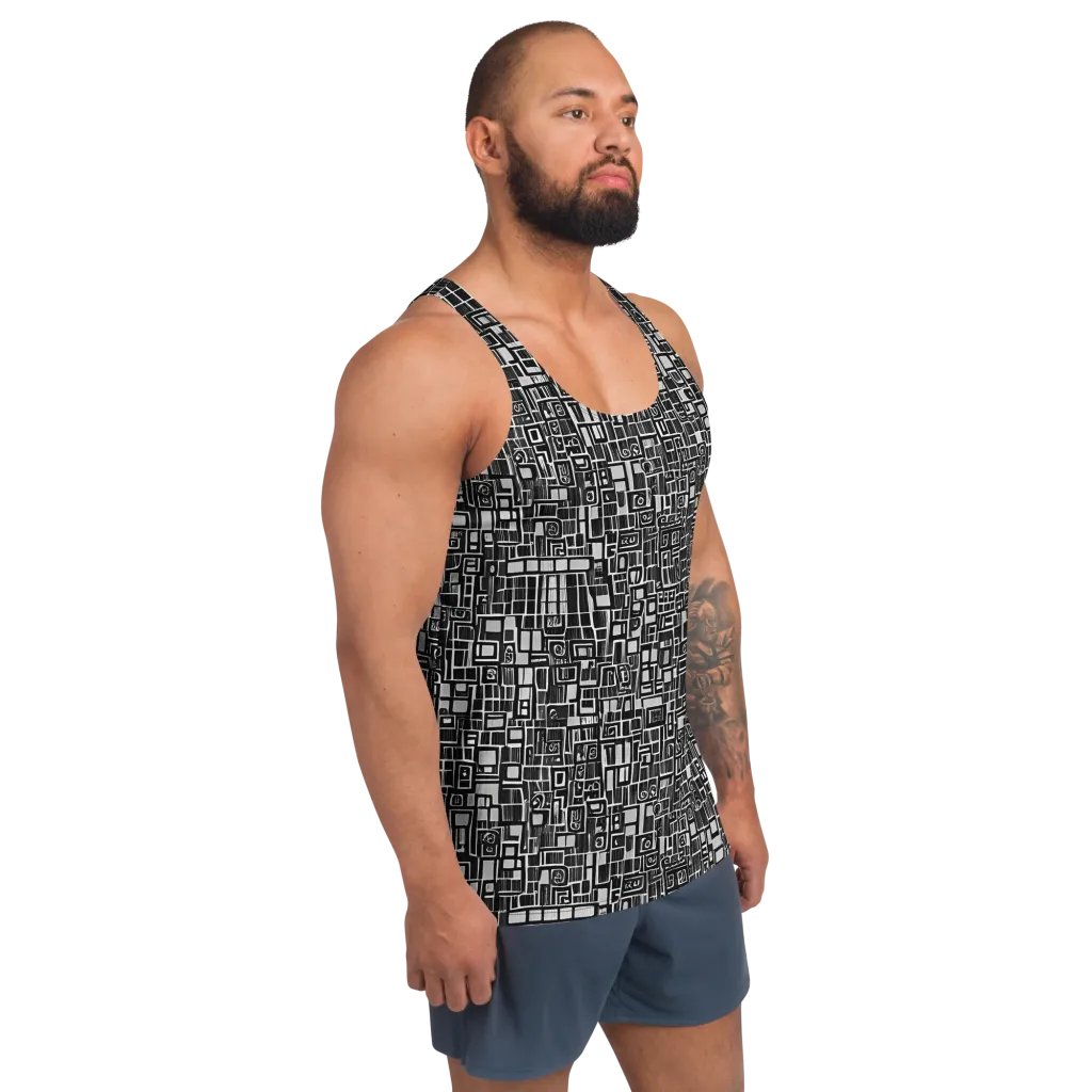Monochrome Maze on Men's Tank Top — Right Front