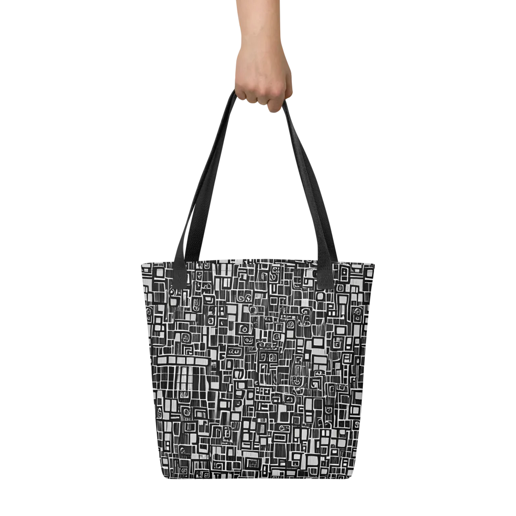 Monochrome Maze on Tote Bag — Front