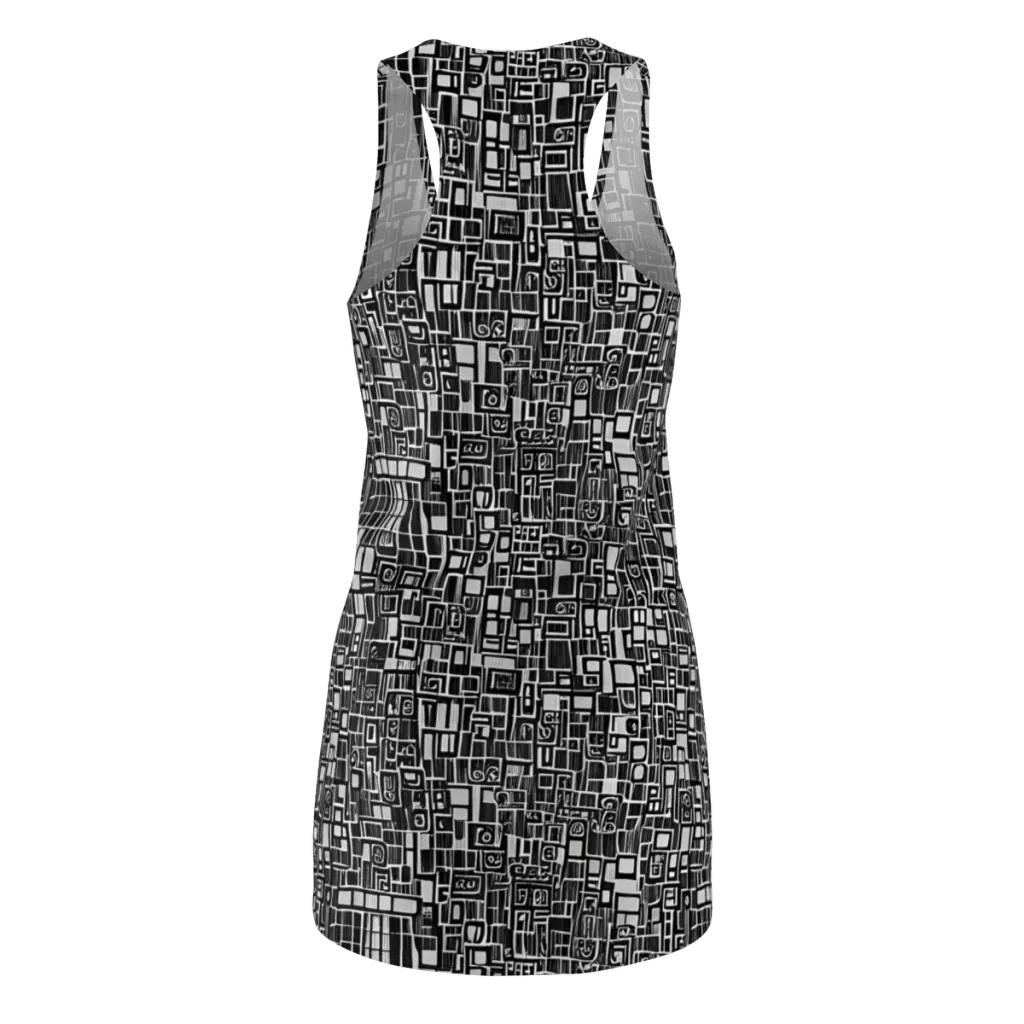 Monochrome Maze on Racerback Dress — Back