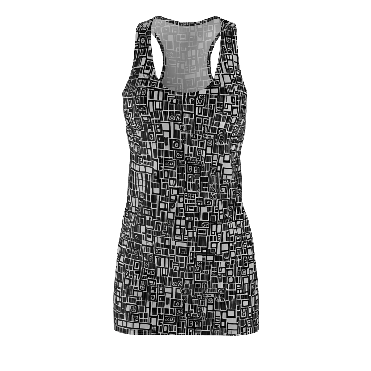 Monochrome Maze on Racerback Dress — Front