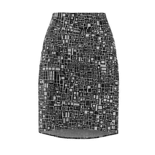 Monochrome Maze on a Pencil Skirt