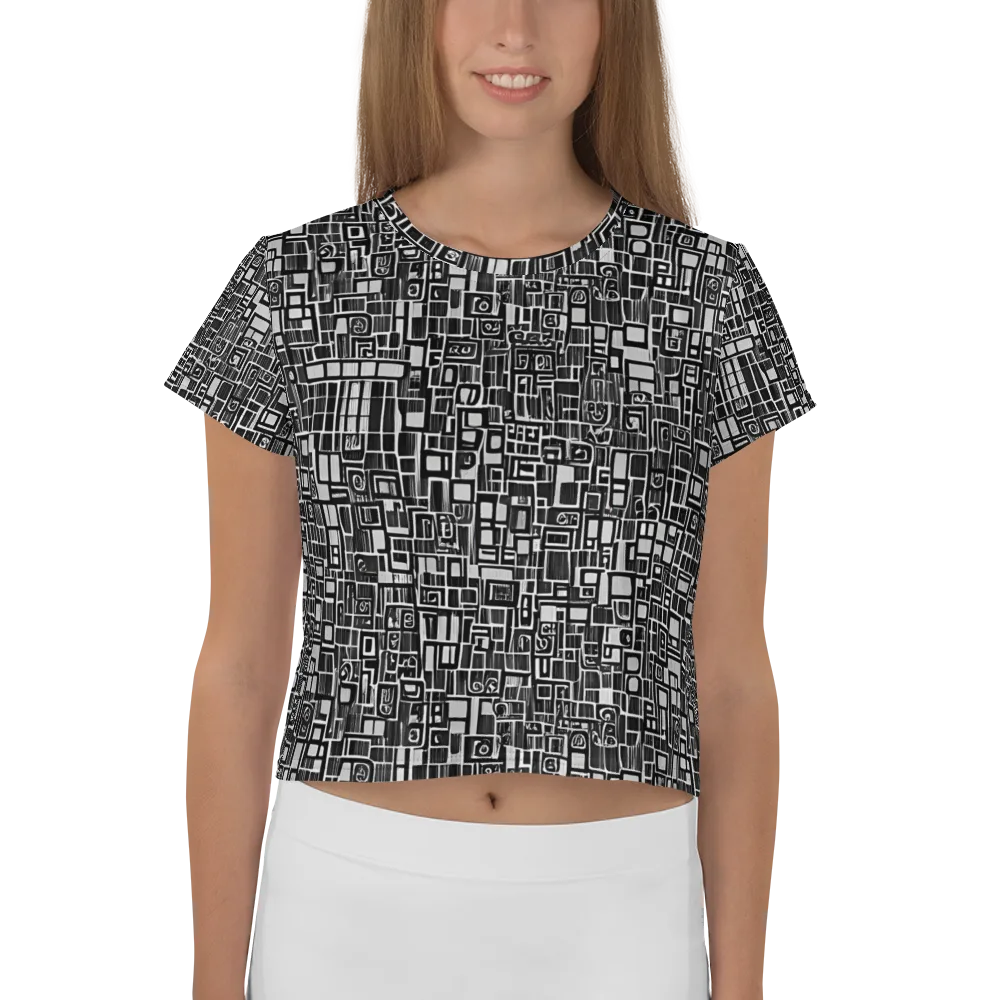 Monochrome Maze on Crop Tee — Front