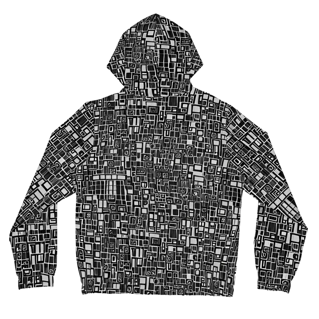 Monochrome Maze on Women's Full-Zip Hoodie — Back