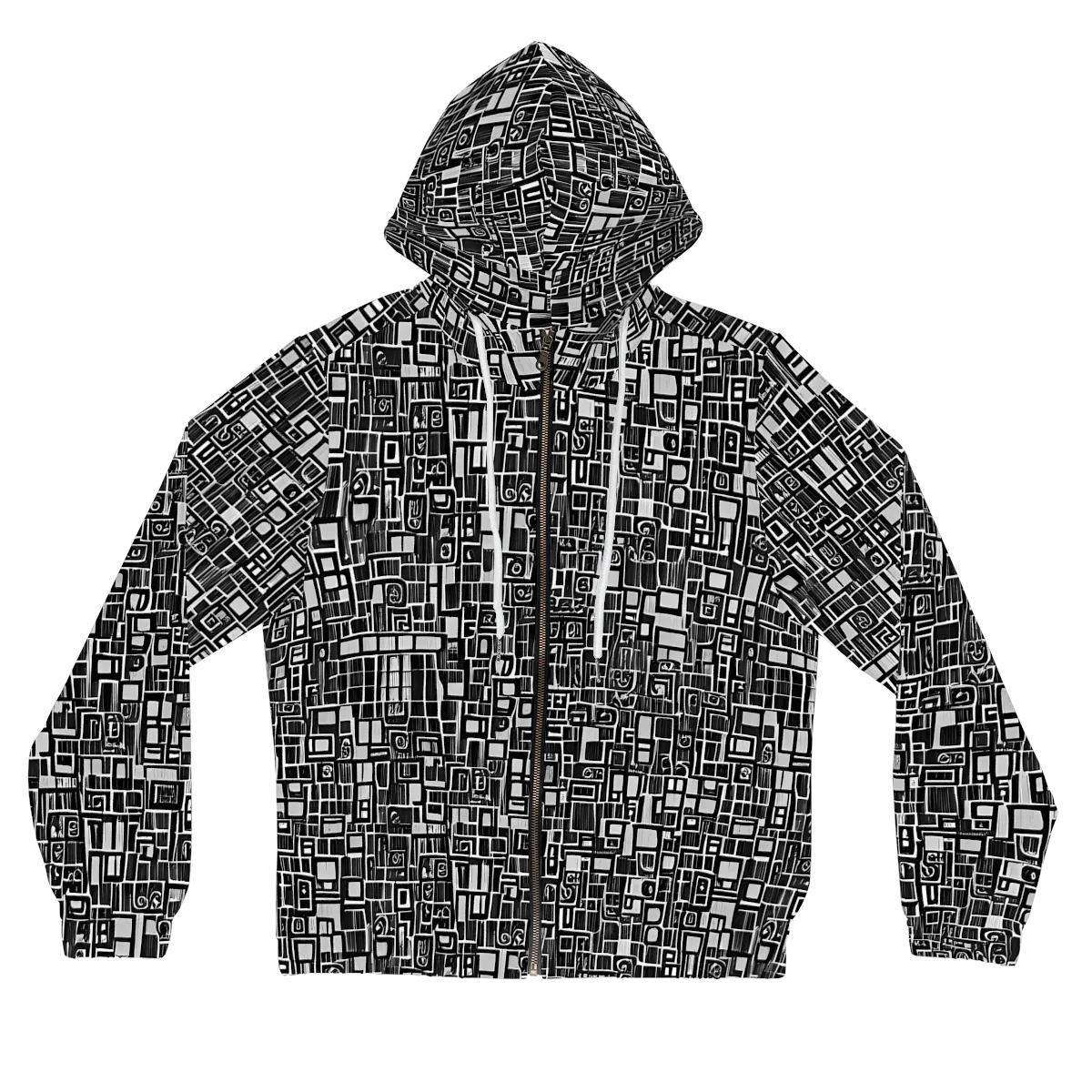 Monochrome Maze on Women's Full-Zip Hoodie — Front