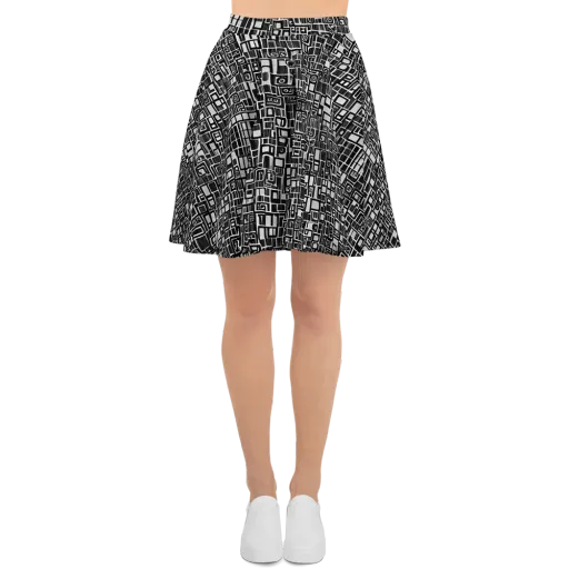 Monochrome Maze on a Skater Skirt