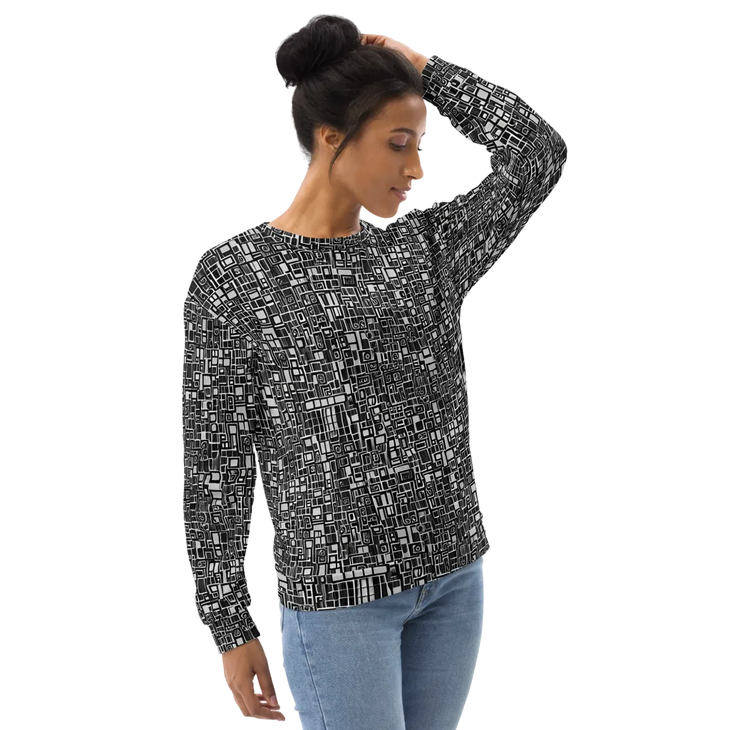 Monochrome Maze on Sweatshirt — Right Front
