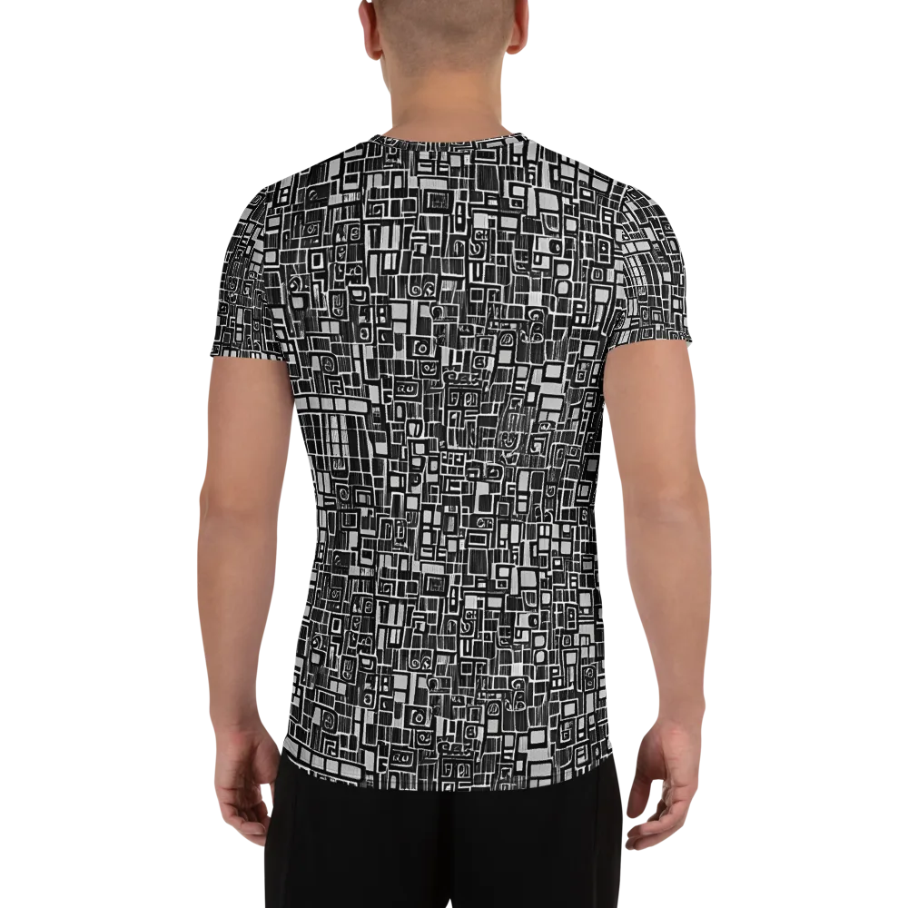 Monochrome Maze on Men's Athletic T-Shirt — Back