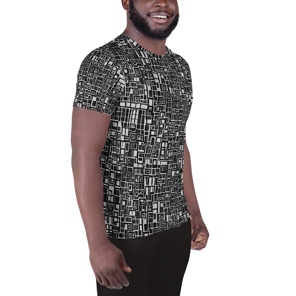 Monochrome Maze on Men's Athletic T-Shirt — Right