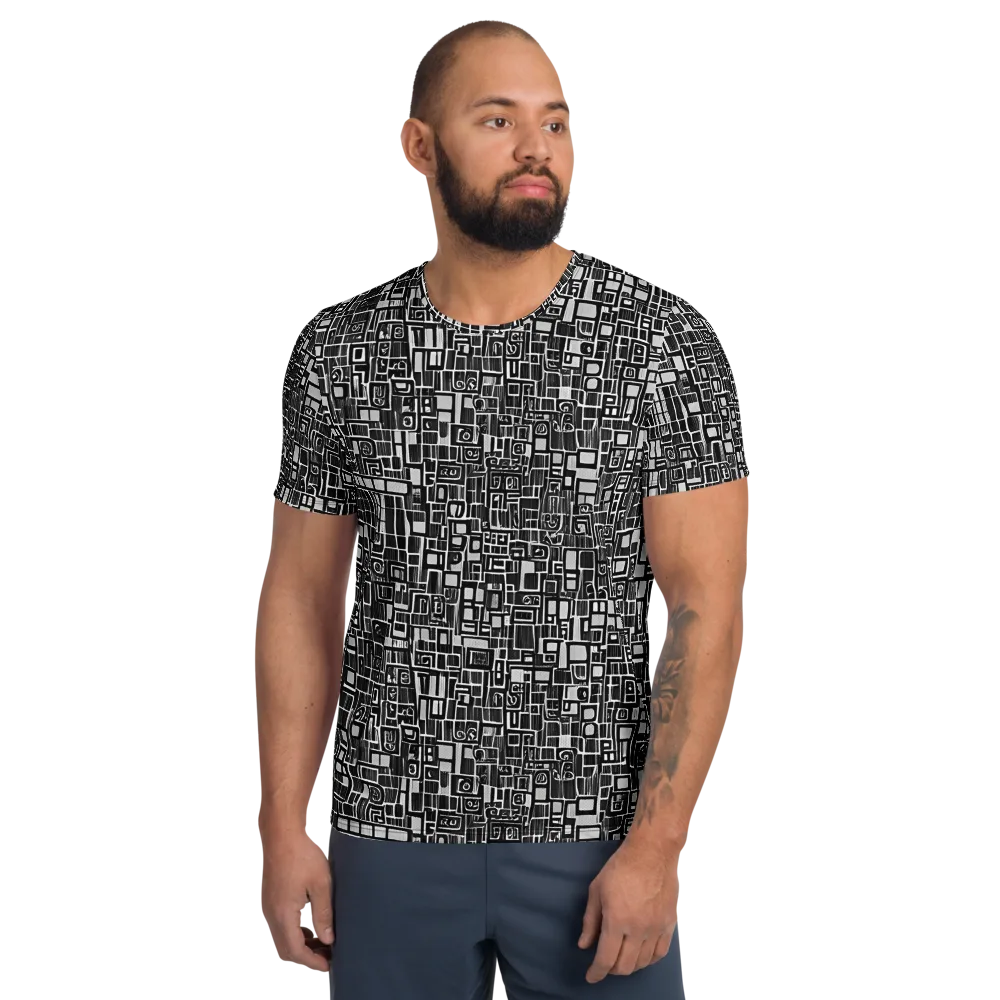Monochrome Maze on Men's Athletic T-Shirt — Front