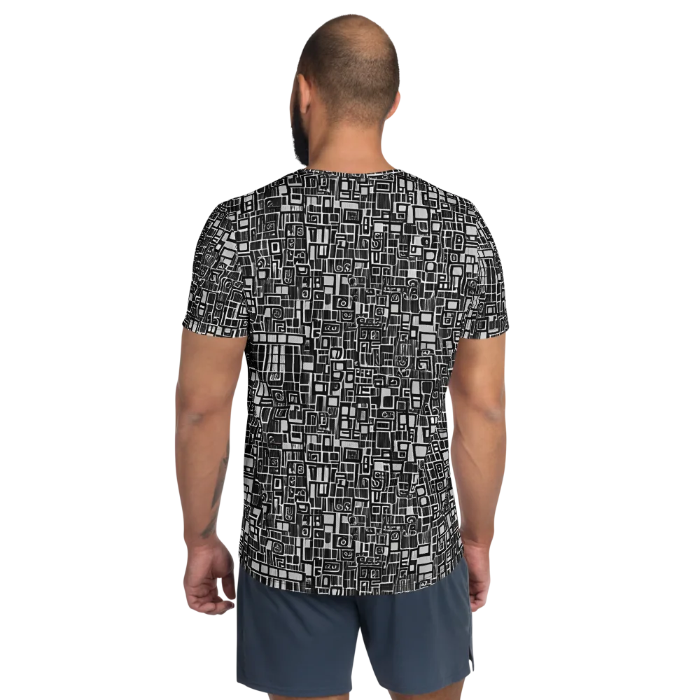 Monochrome Maze on Men's Athletic T-Shirt — Back