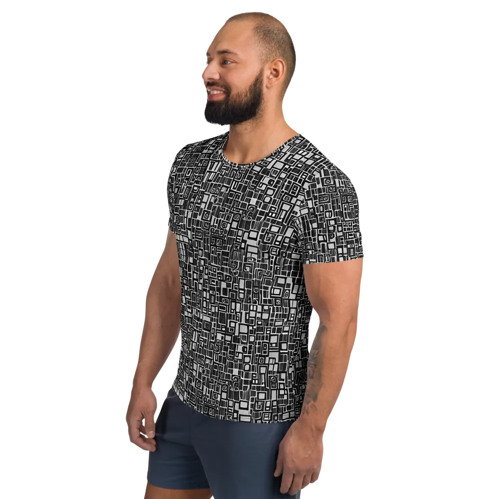 Monochrome Maze on Men's Athletic T-Shirt — Left