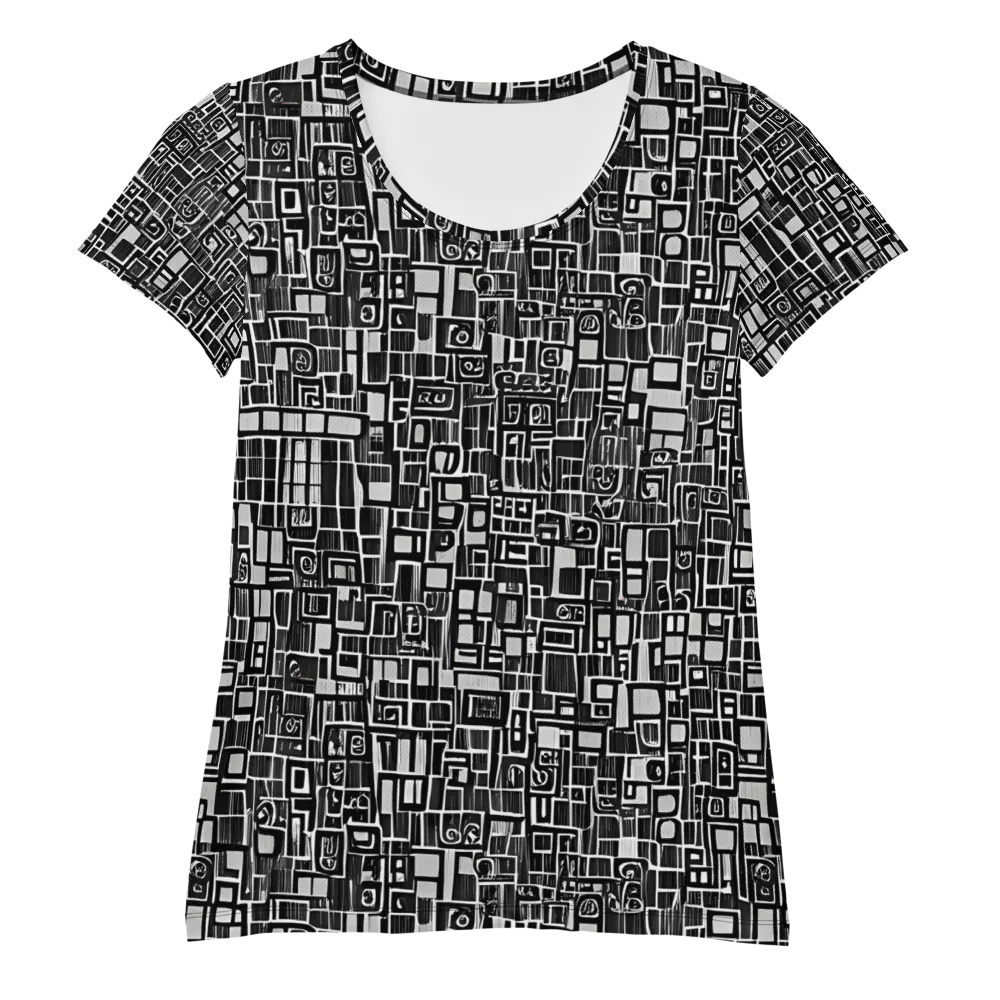 Monochrome Maze on Women's Athletic T-Shirt — Front