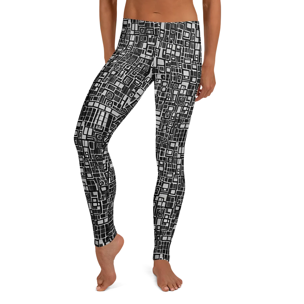 Monochrome Maze on Leggings — Front
