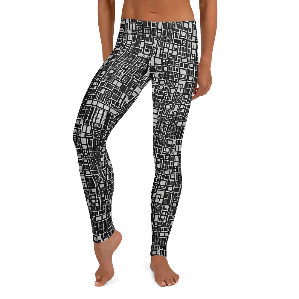 Monochrome Maze on Leggings — Front