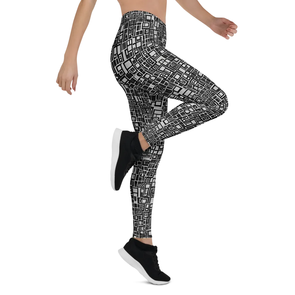 Monochrome Maze on Leggings — Right