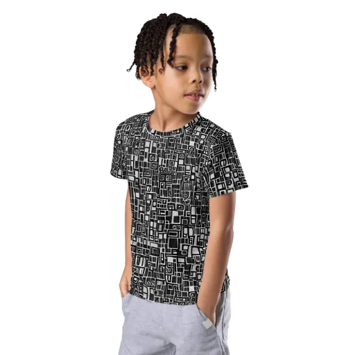 Monochrome Maze on a Kids Crew Neck T-Shirt