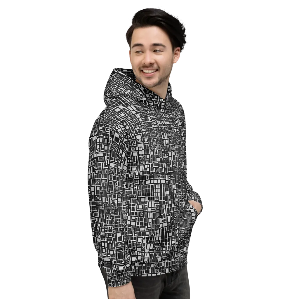 Monochrome Maze on Hoodie — Right