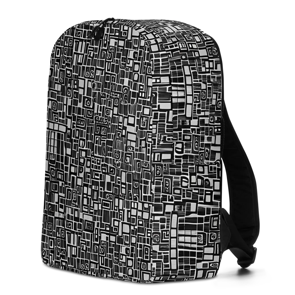 Monochrome Maze on Minimalist Backpack — Left