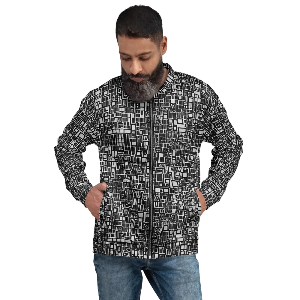 Monochrome Maze on Bomber Jacket — Front