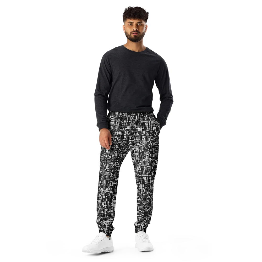 Monochrome Maze on Men's Joggers — Front