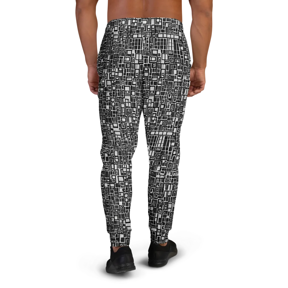 Monochrome Maze on Men's Joggers — Back