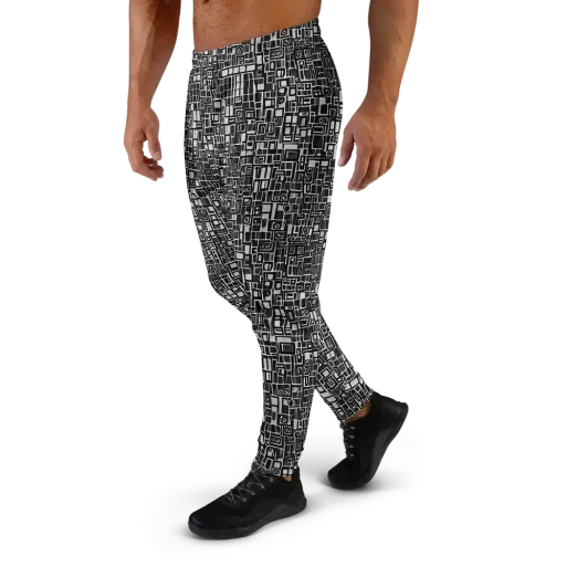 Monochrome Maze on a Men's Joggers