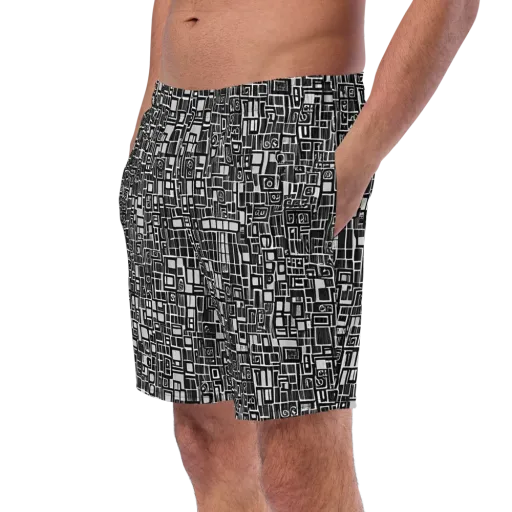 Monochrome Maze on a Swim Trunks