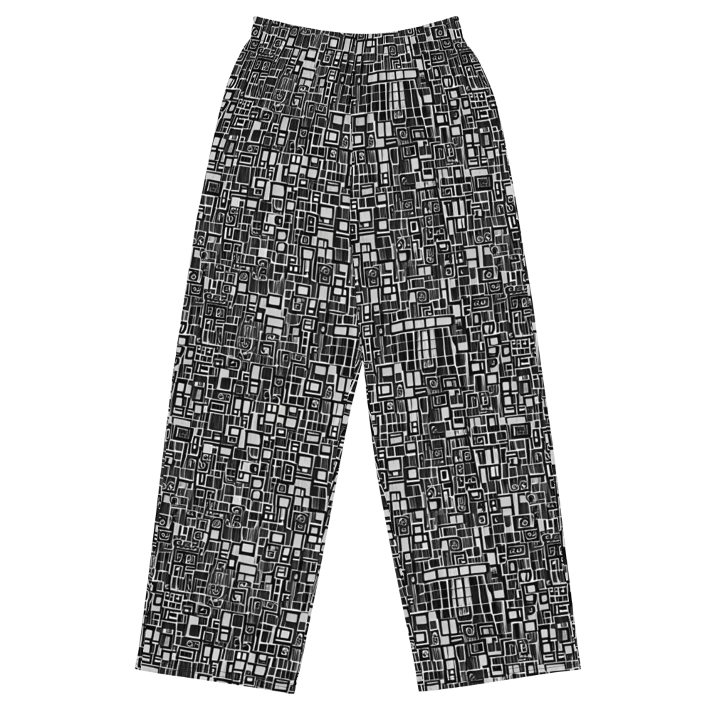 Monochrome Maze on Wide-Leg Pants — Front