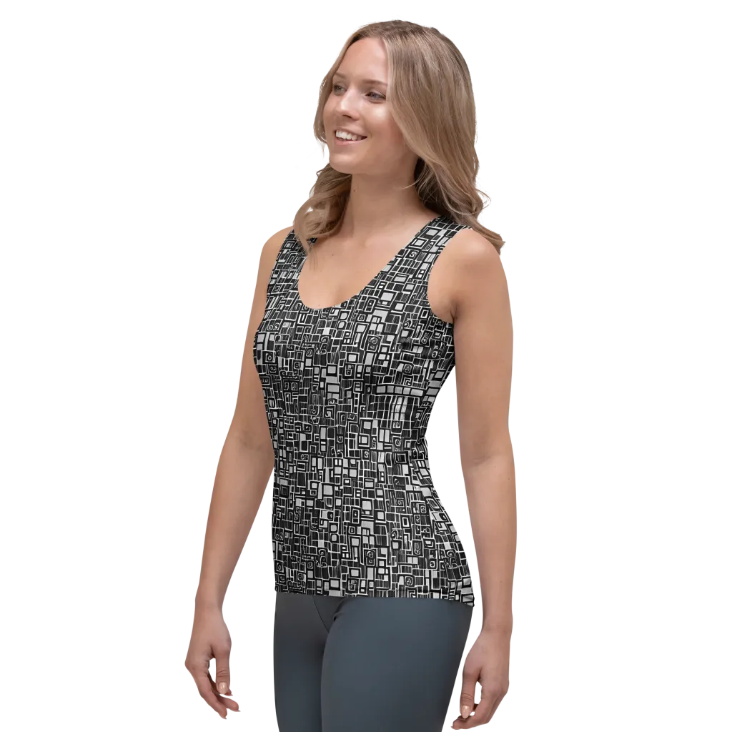 Monochrome Maze on Women's Tank Top — Left Front