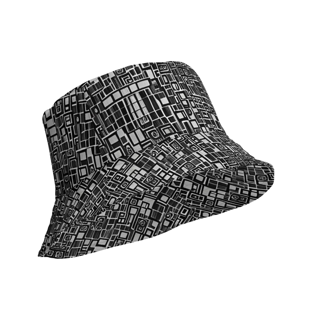 Monochrome Maze on Reversible Bucket Hat — Product details Outside
