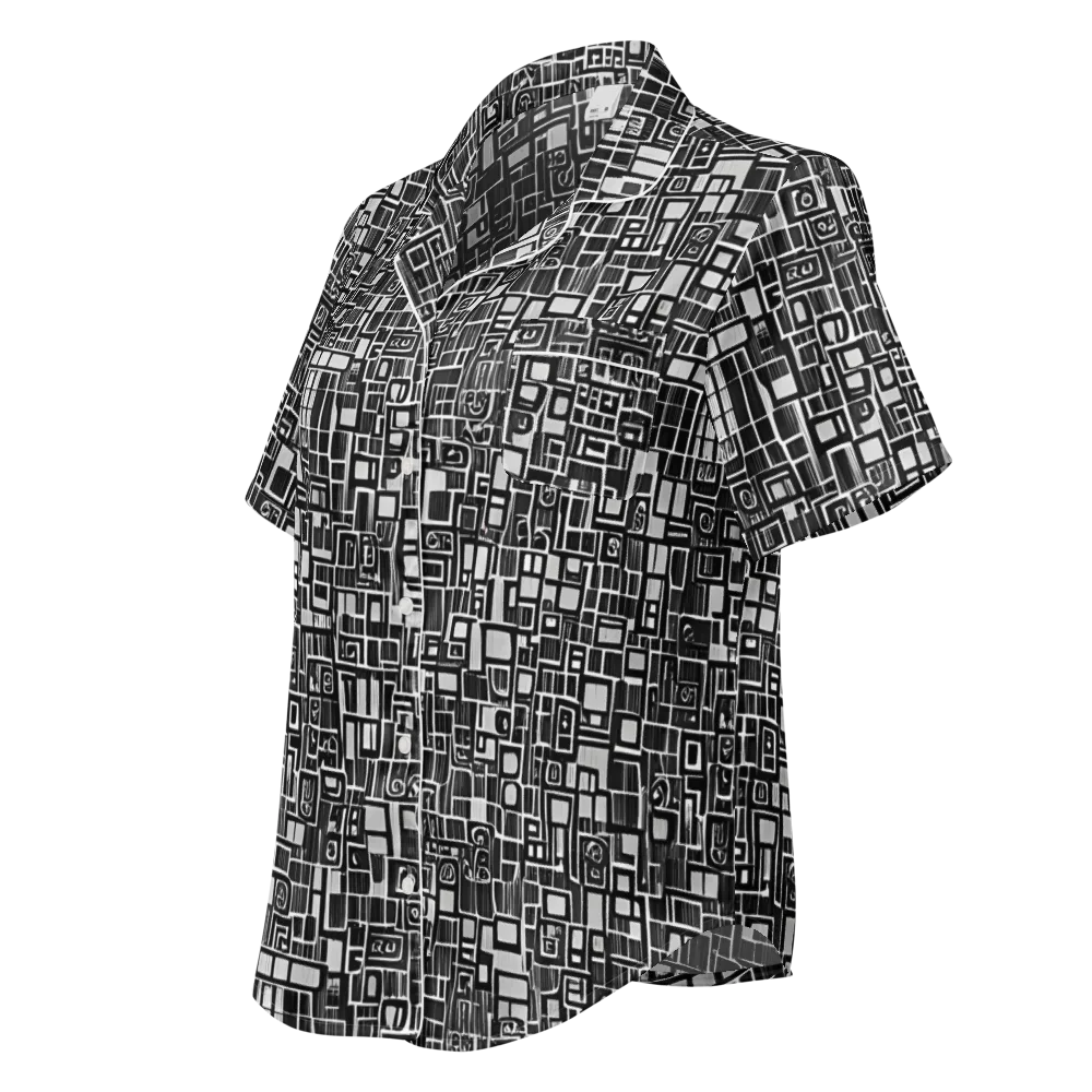 Monochrome Maze on Women's Short Sleeve Pajama Top — Left Front