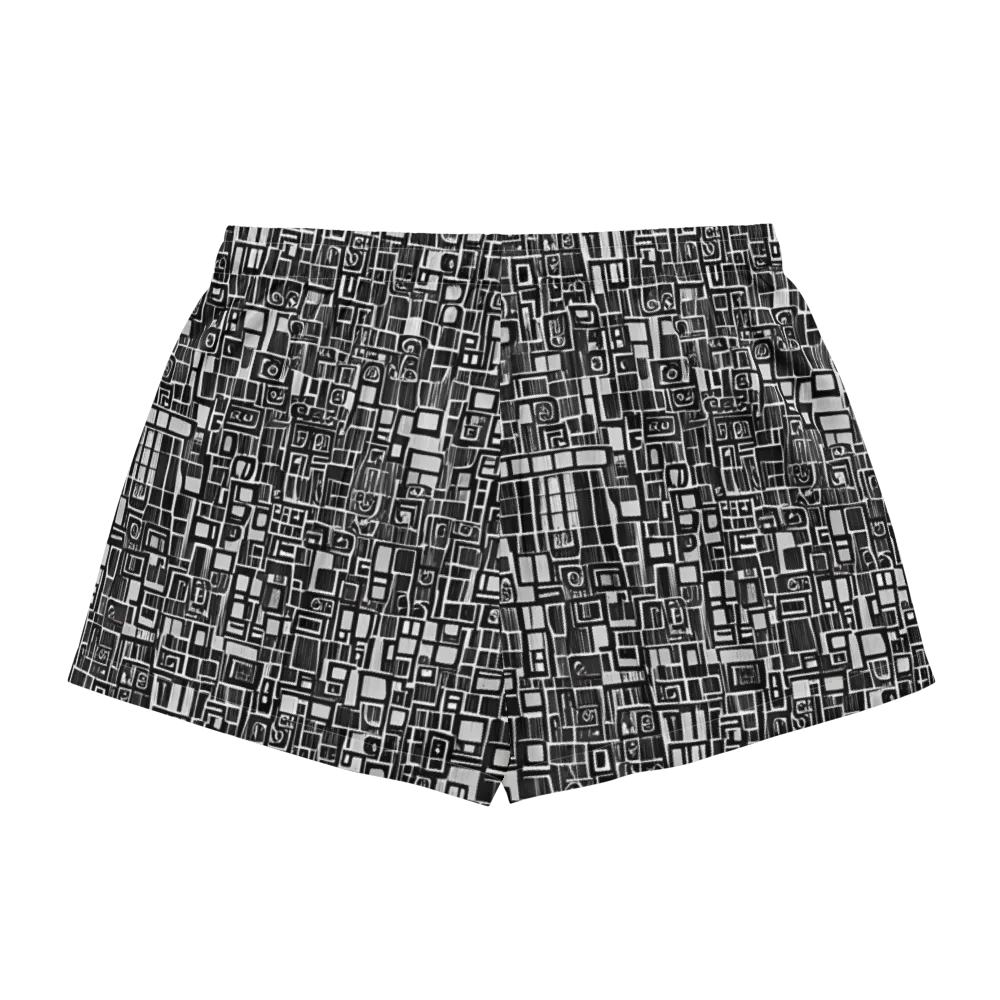 Monochrome Maze on Women's Pajama Shorts — Back