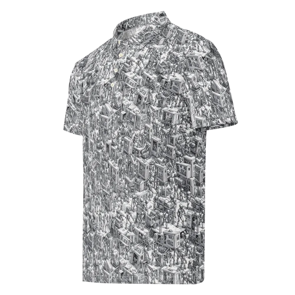 Machina Menagerie on Men's Slim Fit Polo Shirt — Left Front
