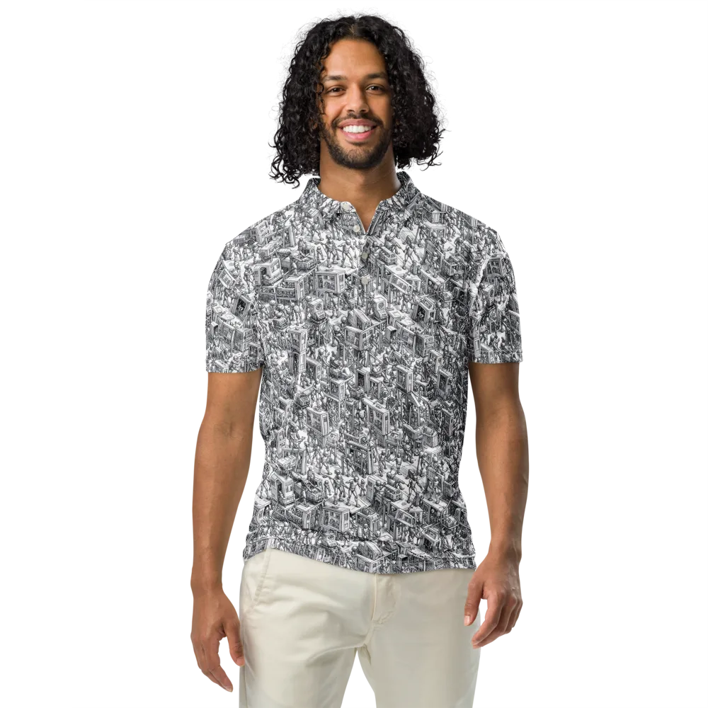 Machina Menagerie on Men's Slim Fit Polo Shirt — Front