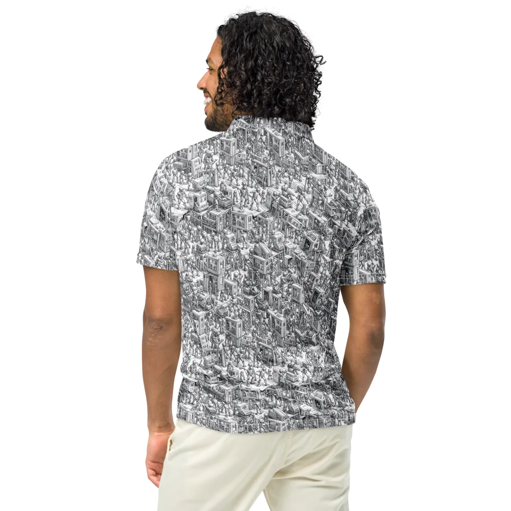 Machina Menagerie on Men's Slim Fit Polo Shirt — Back