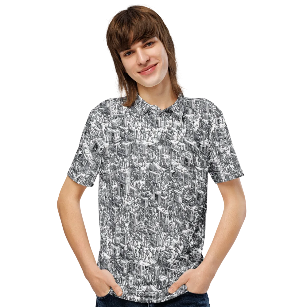 Machina Menagerie on Men's Slim Fit Polo Shirt — Front