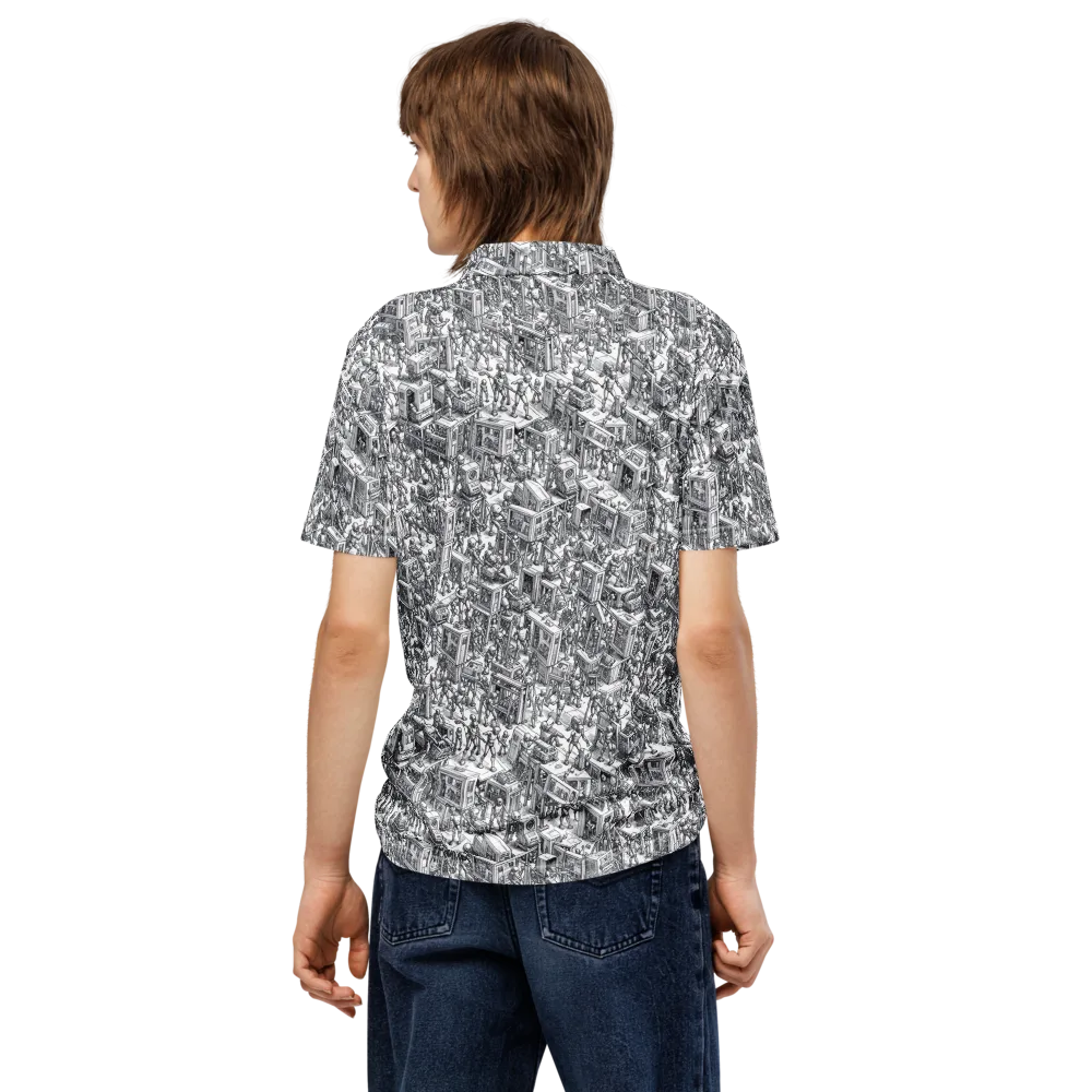 Machina Menagerie on Men's Slim Fit Polo Shirt — Back