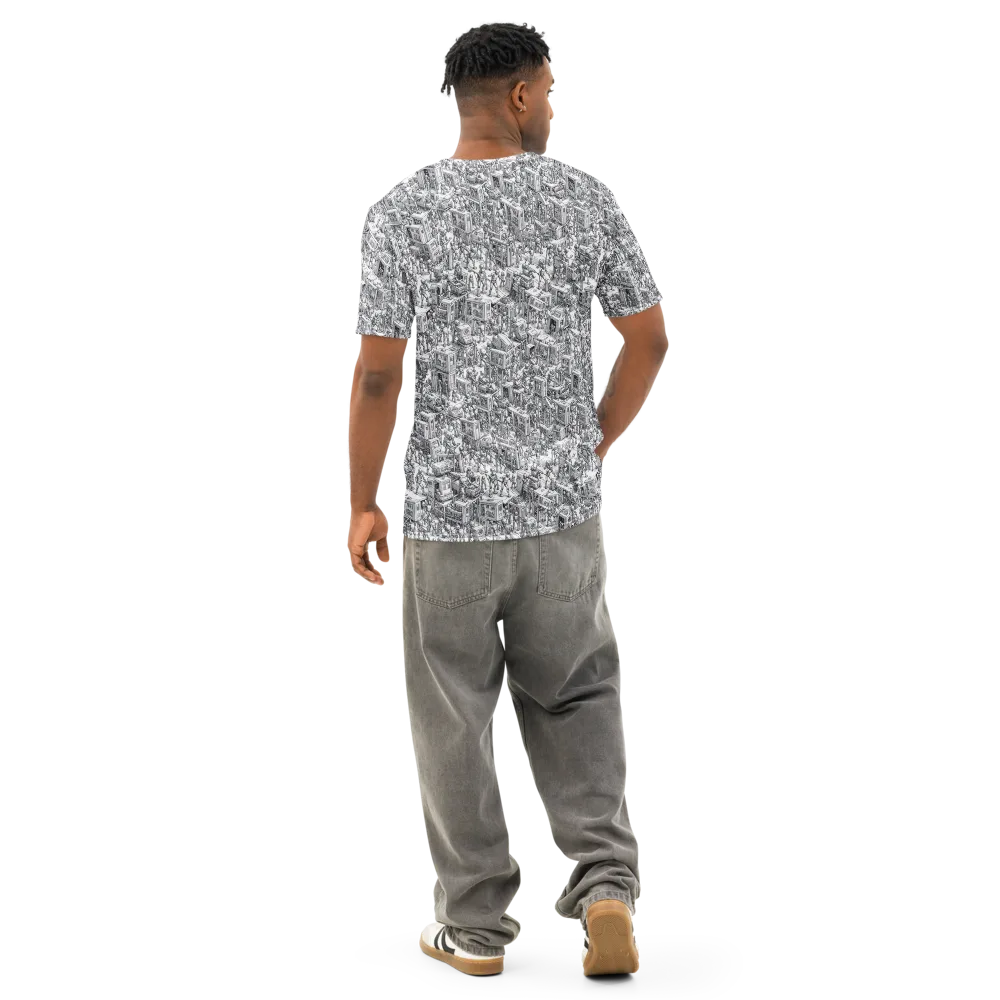Machina Menagerie on Men's Cotton Crew Neck T-Shirt — Back