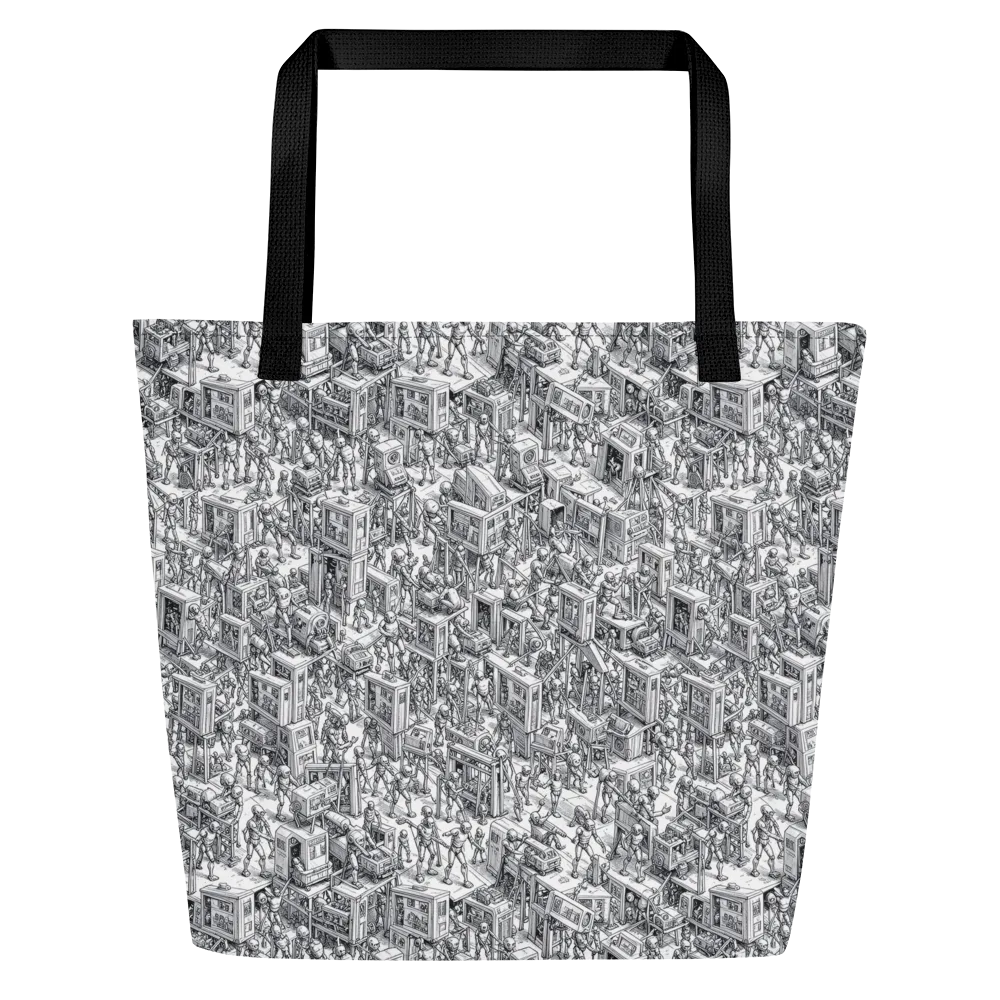 Machina Menagerie on Large Tote Bag W/ Pocket — Front