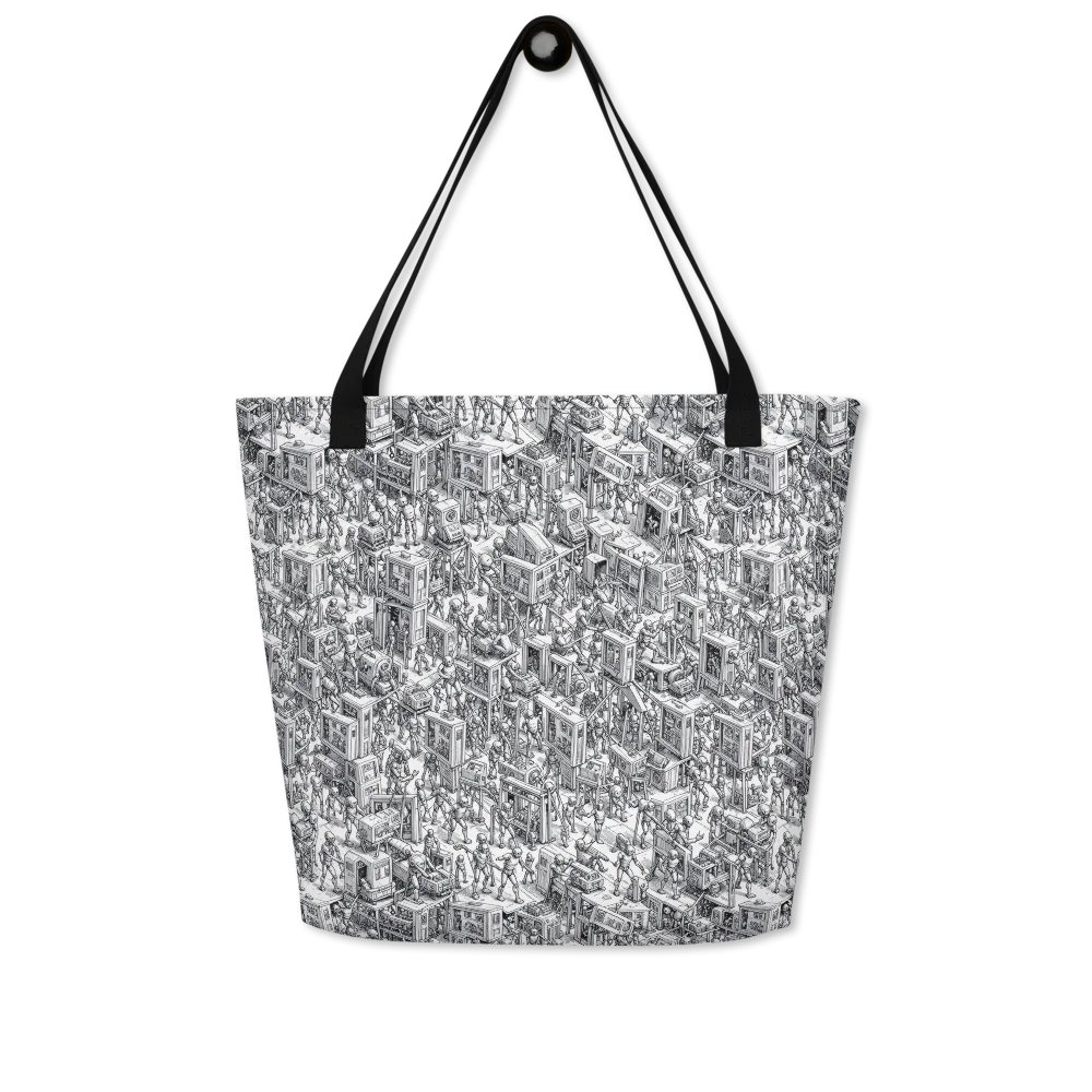 Machina Menagerie on Large Tote Bag W/ Pocket — Front