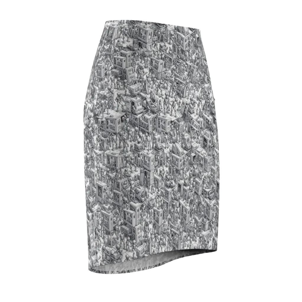 Machina Menagerie on Pencil Skirt — Front Side